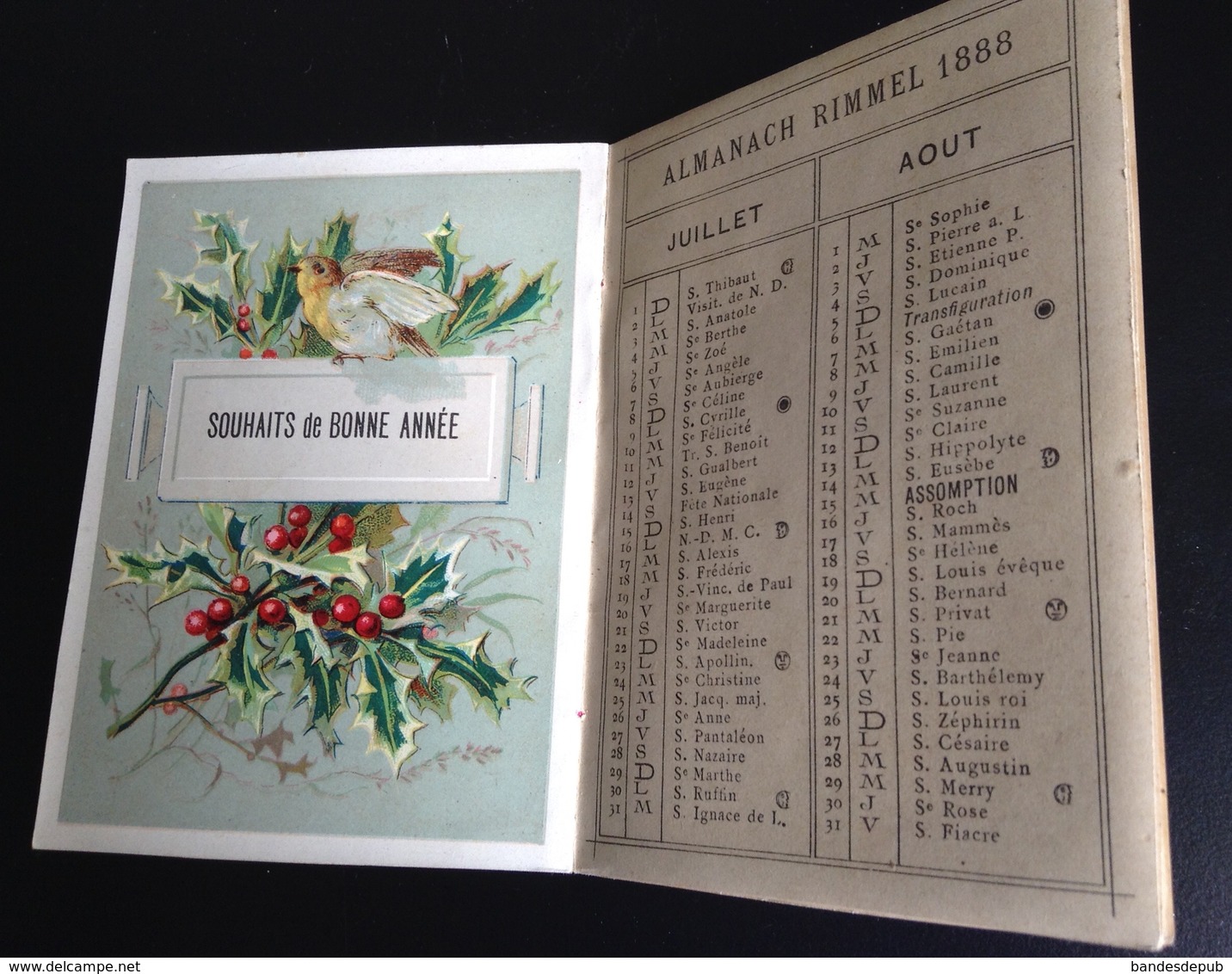 Parfum Rimmel ravissant almanach calendrier 1888 saisons sapin NOEL angelot enfants Chaix Cheret