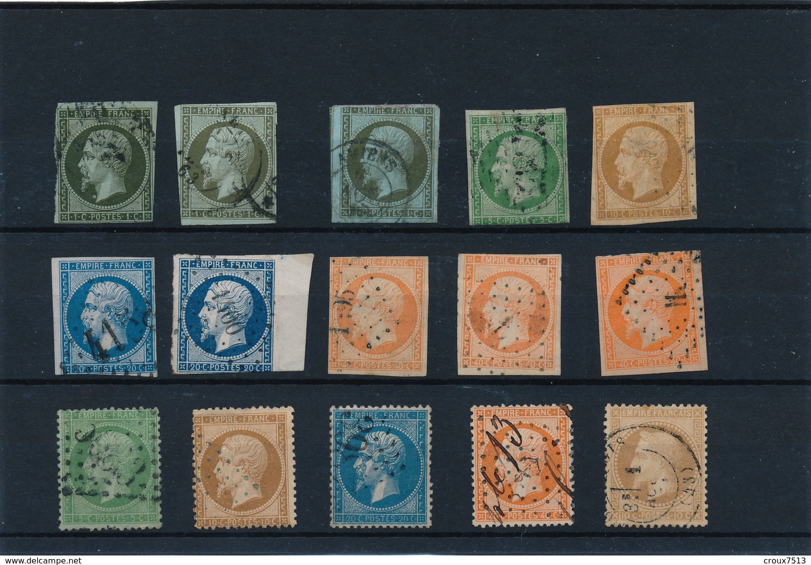 15 Timbres AB/B. - 1853-1860 Napoleon III