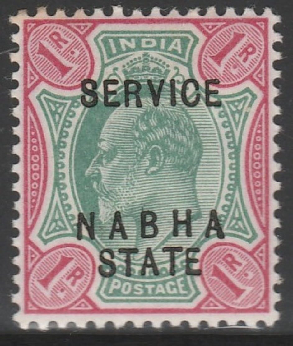 British India, NABHA STATE 1903 - SG O34, 1rupee - SERVICE - KING EDWARD VII -  MLH - Nabha
