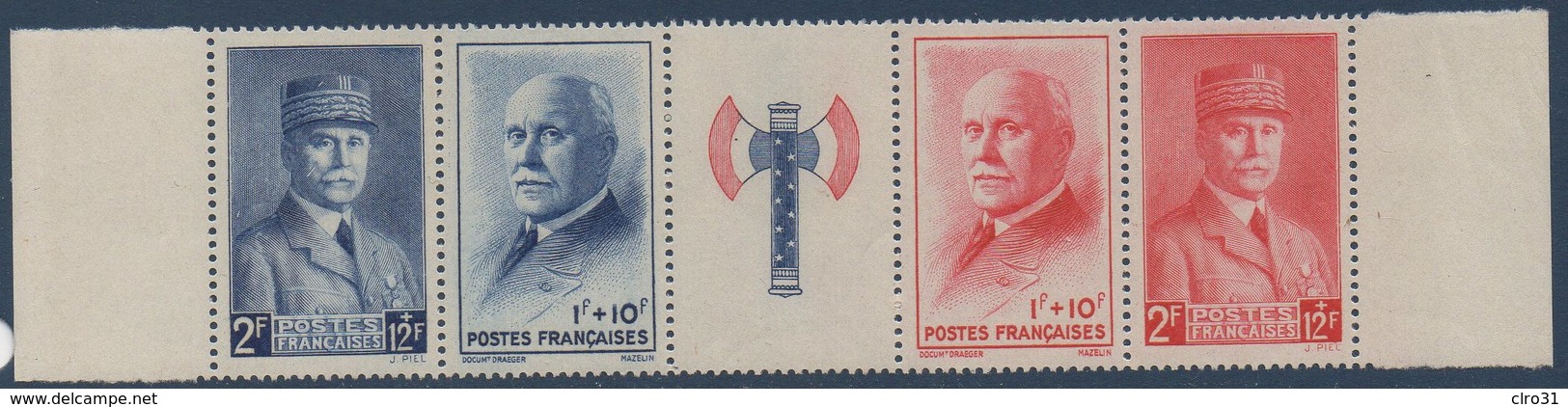 FR 1943  "Pour Le Secours National"   N°YT  571A ** MNH   = La Bande Complète Des N°568/571 Avec Intervalle - Neufs