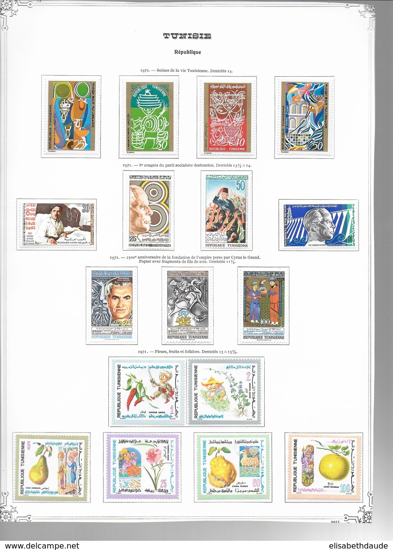 TUNISIE  - 1956/1979 - COLLECTION SUR 54 FEUILLES D'ALBUM + 2 PLAQUETTES * MHL COMPLETE SAUF BLOC N°16 - COTE = 910 EUR.