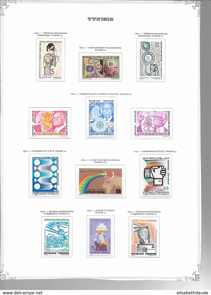 TUNISIE  - 1956/1979 - COLLECTION SUR 54 FEUILLES D'ALBUM + 2 PLAQUETTES * MHL COMPLETE SAUF BLOC N°16 - COTE = 910 EUR.