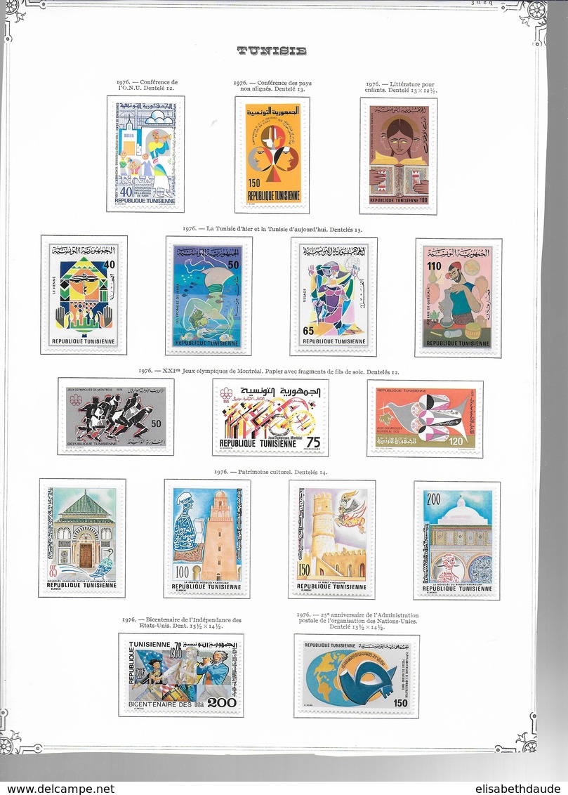 TUNISIE  - 1956/1979 - COLLECTION SUR 54 FEUILLES D'ALBUM + 2 PLAQUETTES * MHL COMPLETE SAUF BLOC N°16 - COTE = 910 EUR.