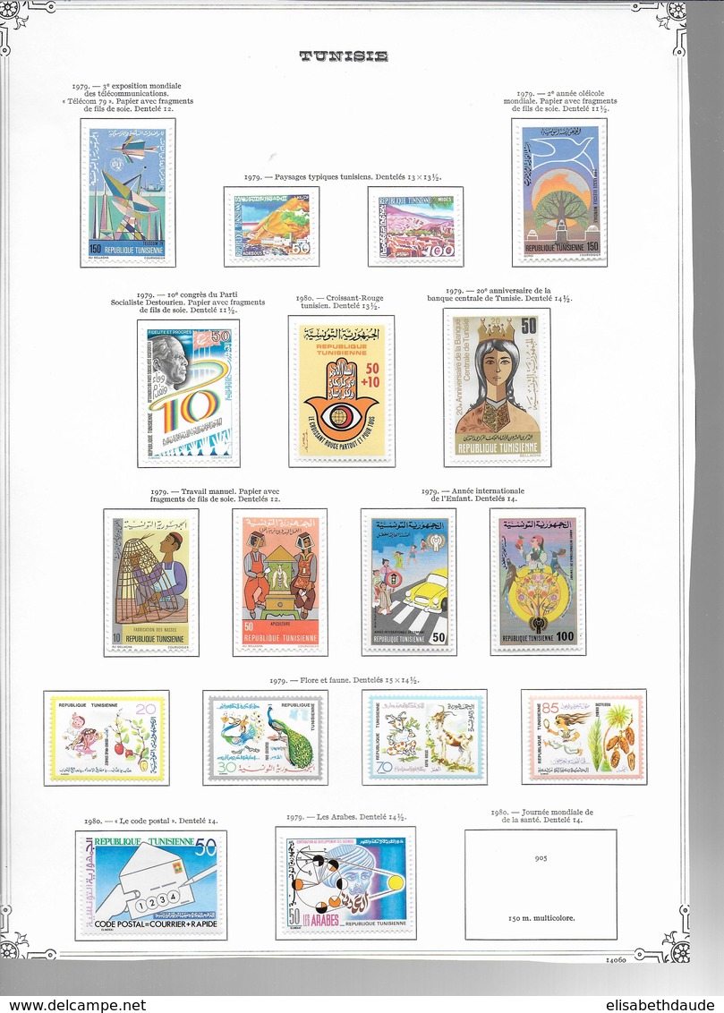 TUNISIE  - 1956/1979 - COLLECTION SUR 54 FEUILLES D'ALBUM + 2 PLAQUETTES * MHL COMPLETE SAUF BLOC N°16 - COTE = 910 EUR.