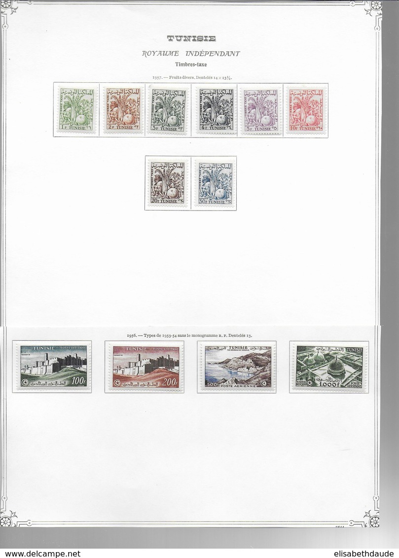 TUNISIE  - 1956/1979 - COLLECTION SUR 54 FEUILLES D'ALBUM + 2 PLAQUETTES * MHL COMPLETE SAUF BLOC N°16 - COTE = 910 EUR.