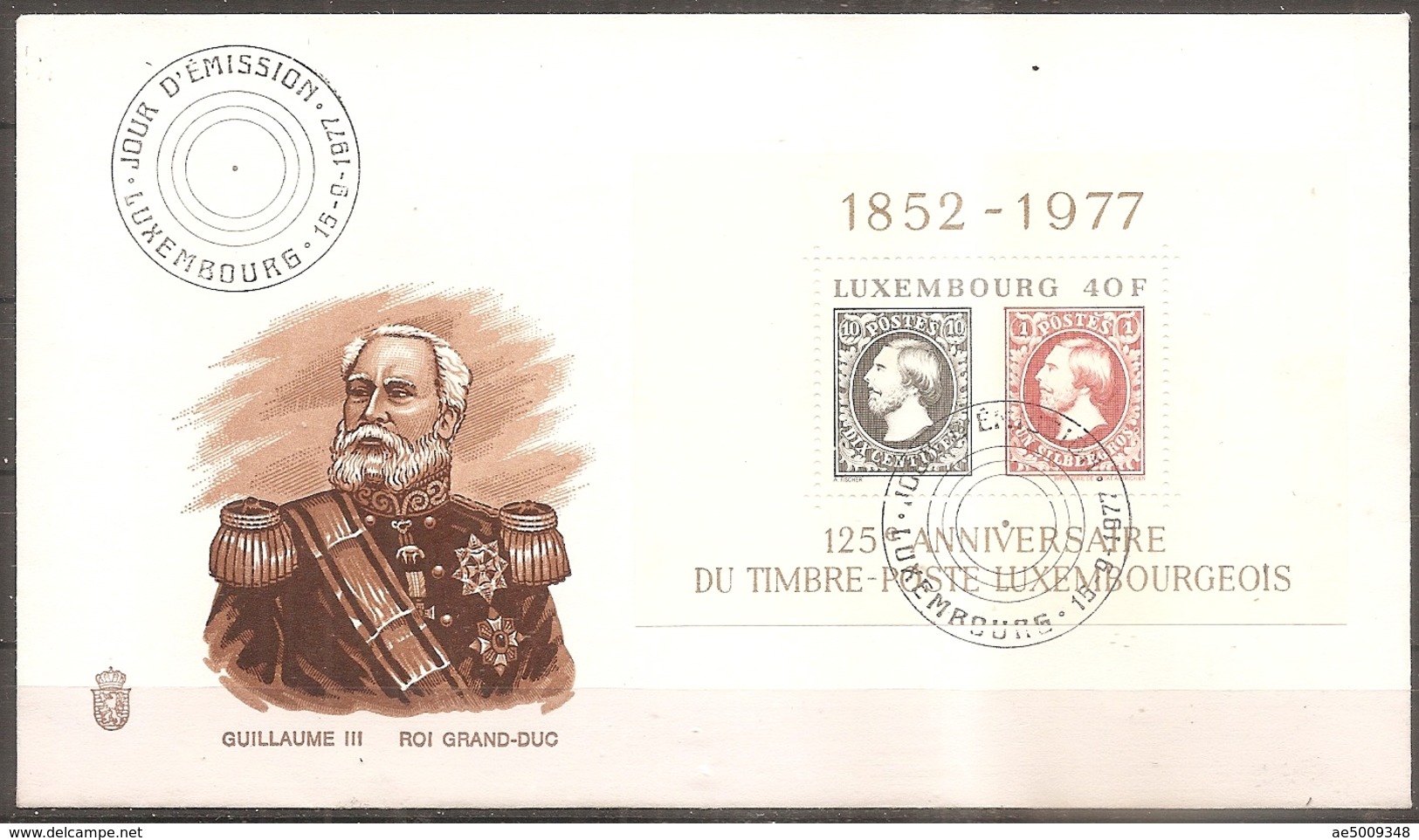 Enveloppe 1er Jour Du Luxembourg - Bloc N° 10 Le 15/09/1977 (bon Etat) - FDC