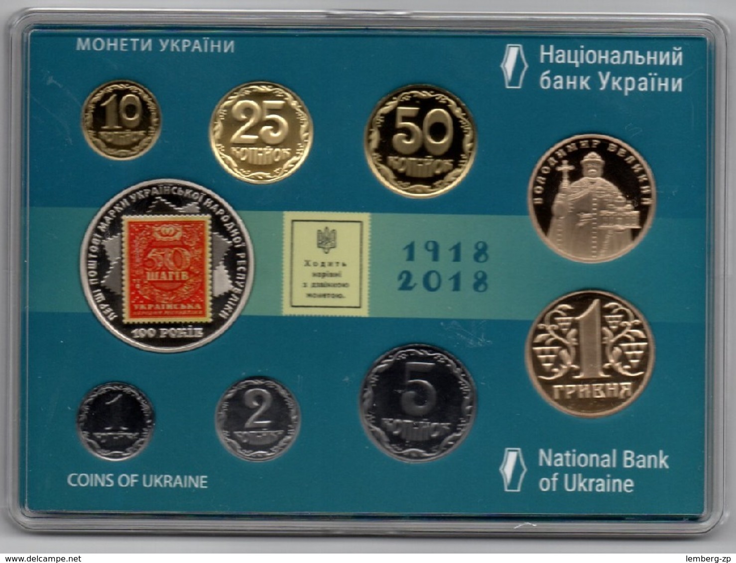 Ukraine - Mint Set 2018 Coin UNC 1 2 5 10 25 50 Kopecks 1 1 5 Hryven Lemberg-Zp - Ukraine