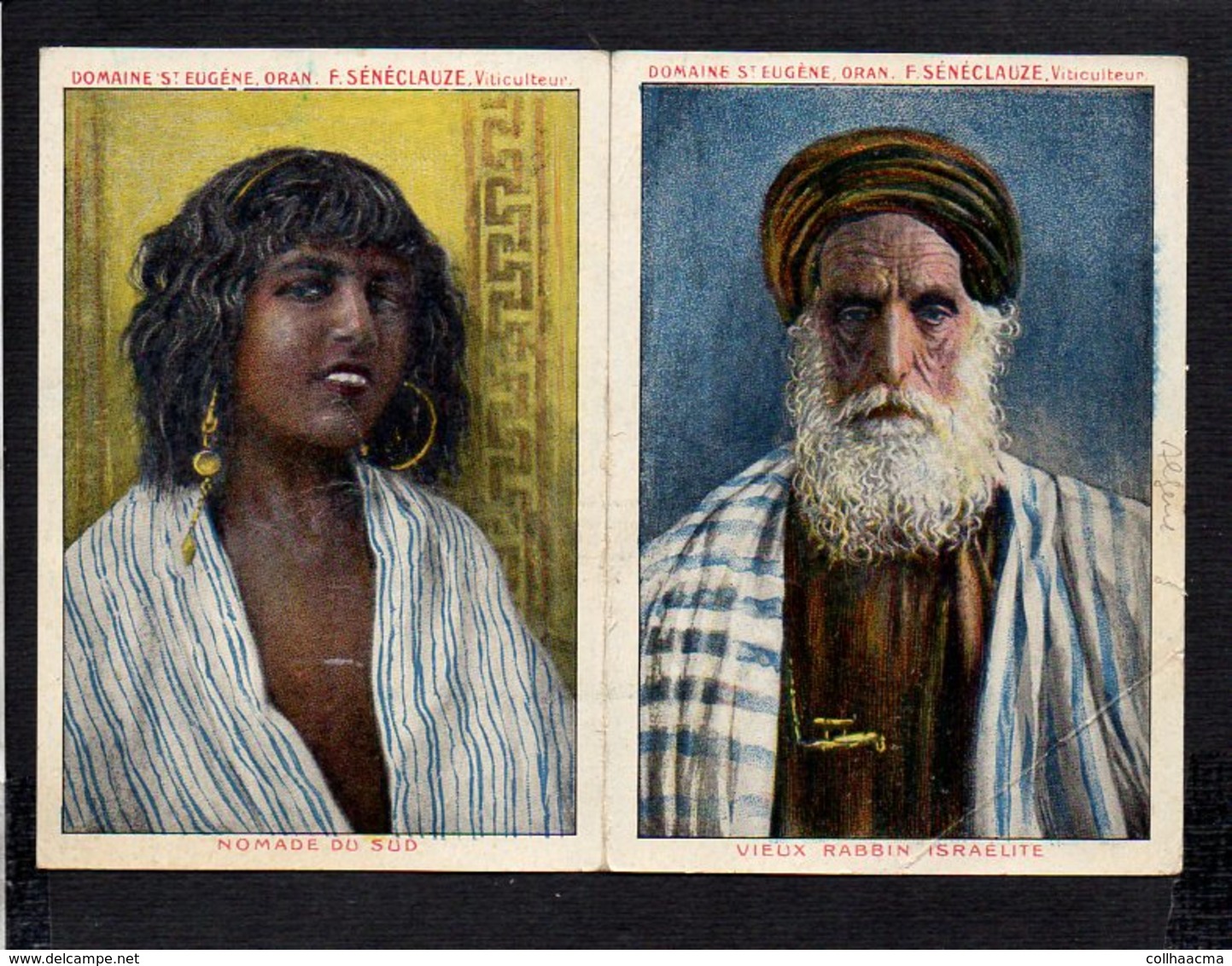 Algérie  / Carte Publicitaire Oran / F. Sénéclauze Domaine St Eugène Viticulteur 1916 / Nomade Et Rabbin Istraélite - Oran