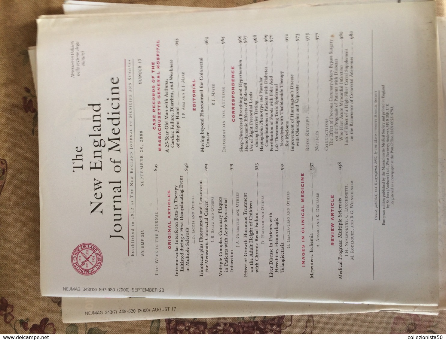 THE NEW ENGLAND JOURNAL OF MEDICINE - Altri & Non Classificati