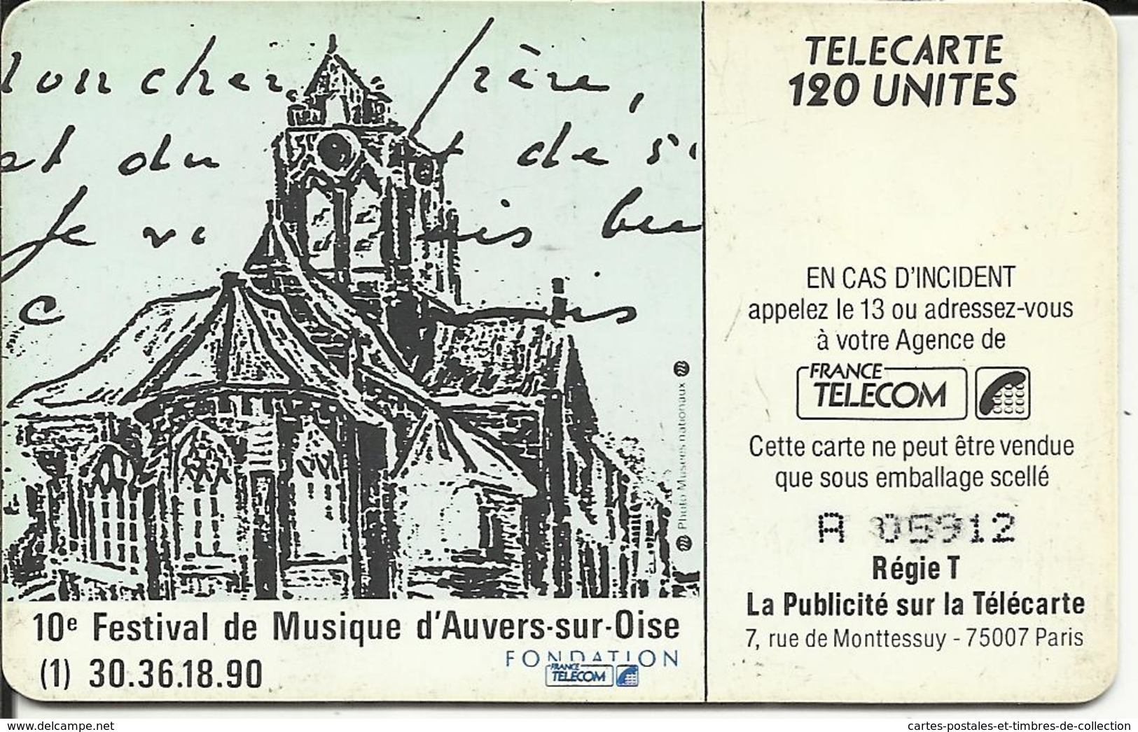 Télécarte 120 U , Du 04/90 , " Vincent VAN GOGH 1853-1890 " Puce: SO3 , N° F 0114 A , N° Controle A 05912 - 1990
