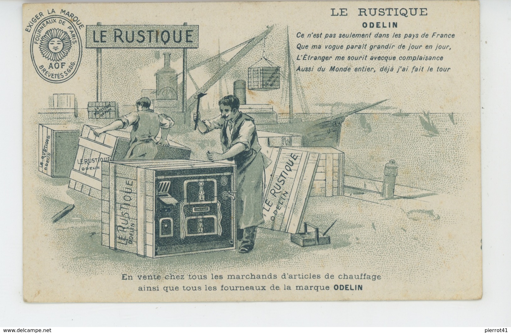 PUBLICITE - Carte Pub Pour FOURNEAUX "LE RUSTIQUE - ODELIN " - Advertising