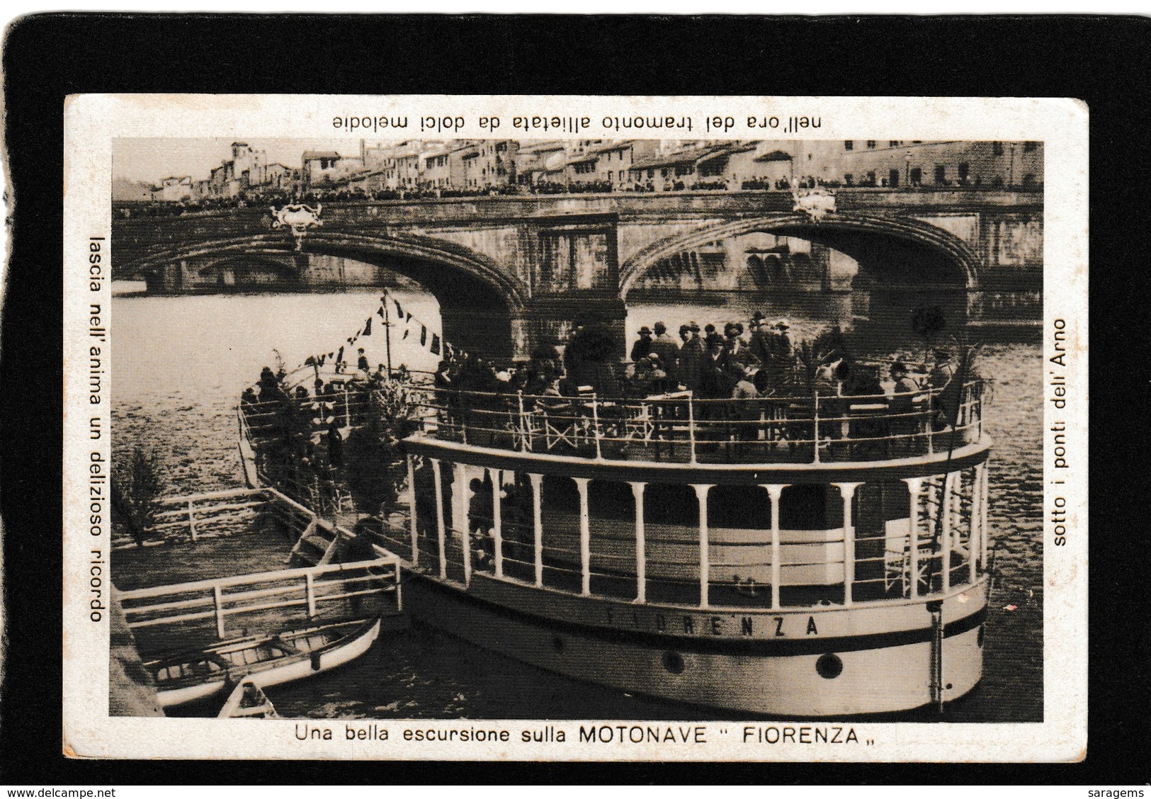 Florence,Italy-Torist Ship "Fiorenza"Una Bella Escursione Slla Motonave 1910s - Antique Postcard - Autres & Non Classés