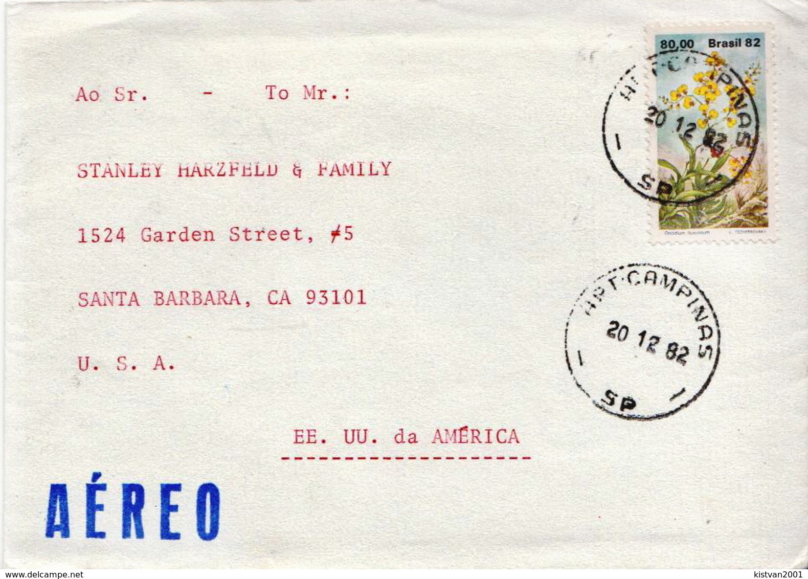Postal History Cover: Brazil Stamp On Cover - Orchids