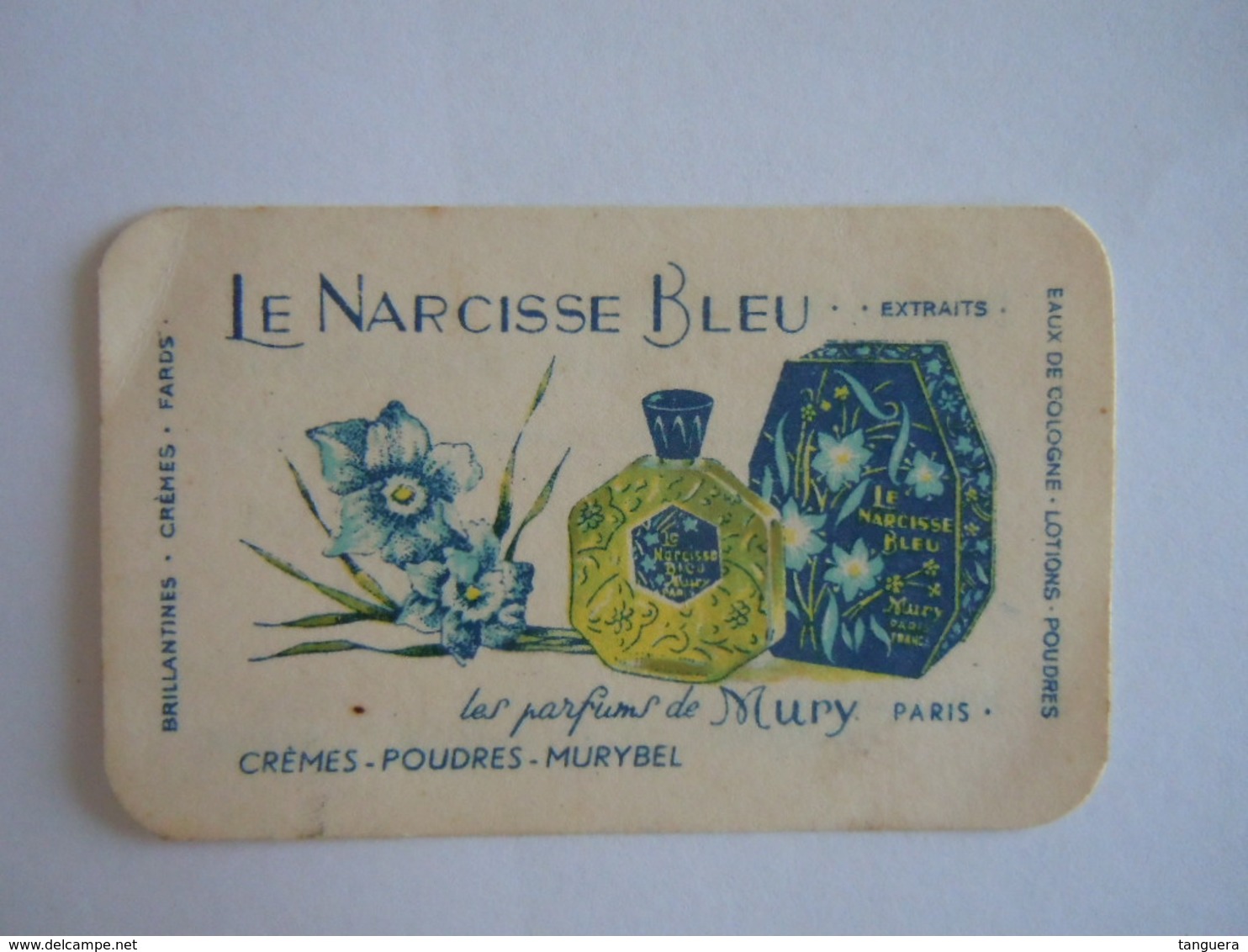 Carte Parfumée Parfum Le Narcisse Bleu Les Parfums De Mury Paris 8 X 5 Cm - Anciennes (jusque 1960)