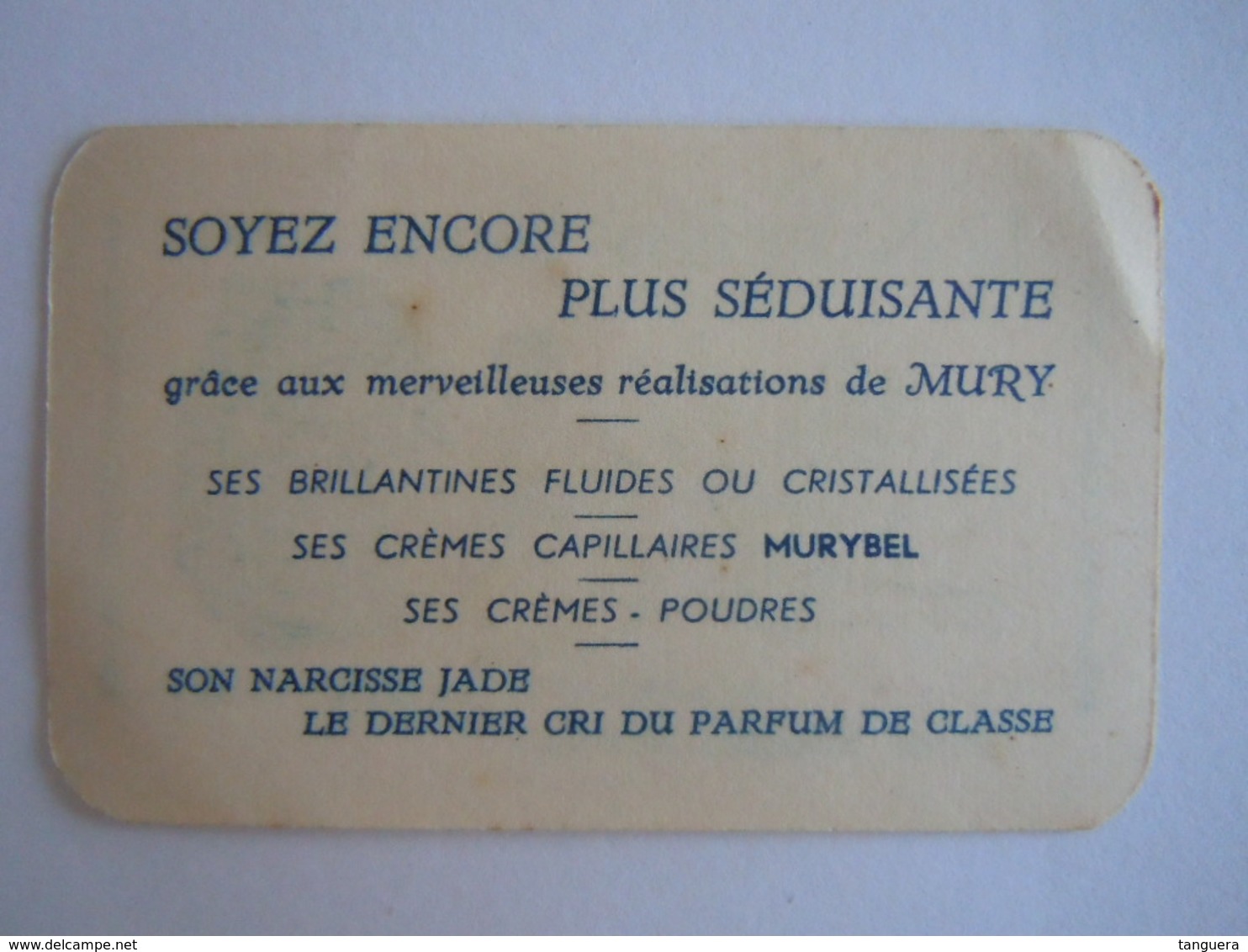 Carte Parfumée Parfum Le Narcisse Bleu Les Parfums De Mury Paris 8 X 5 Cm - Anciennes (jusque 1960)