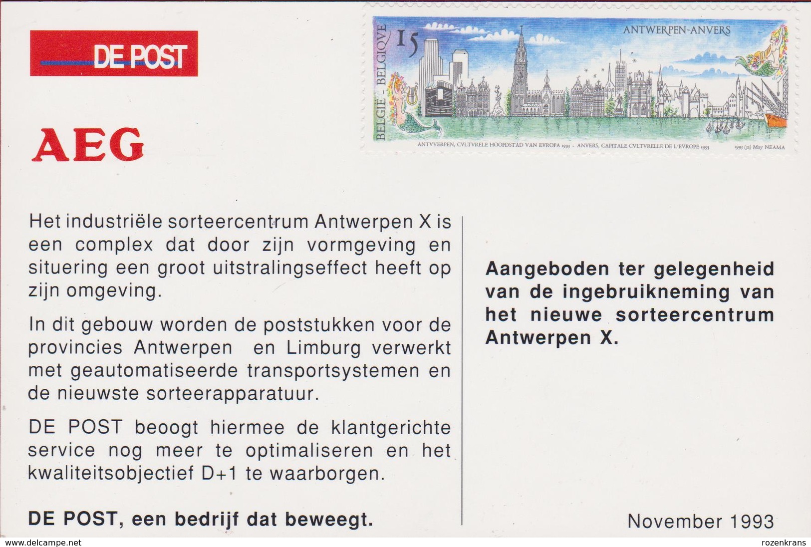 De Post Posterijen Antwerpen X - Sorteercentrum Berchem 1993 - Variétés/Curios.