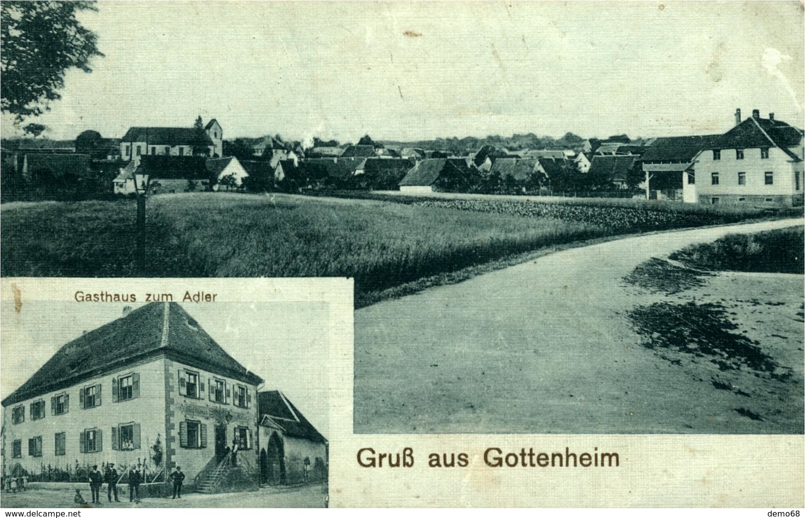 GOTTENHEIM Gruss Aus ... 2 Vues  Carte De 1914 - Autres & Non Classés