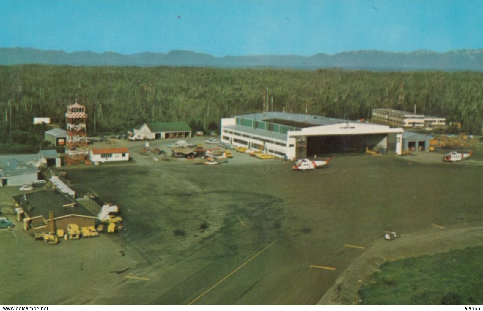 Annette Island Airport 23 Miles From Ketchikan Alaska, Coast Guard Helicopters, Planes Equipment C1970s Vintage Postcard - Aerodromes