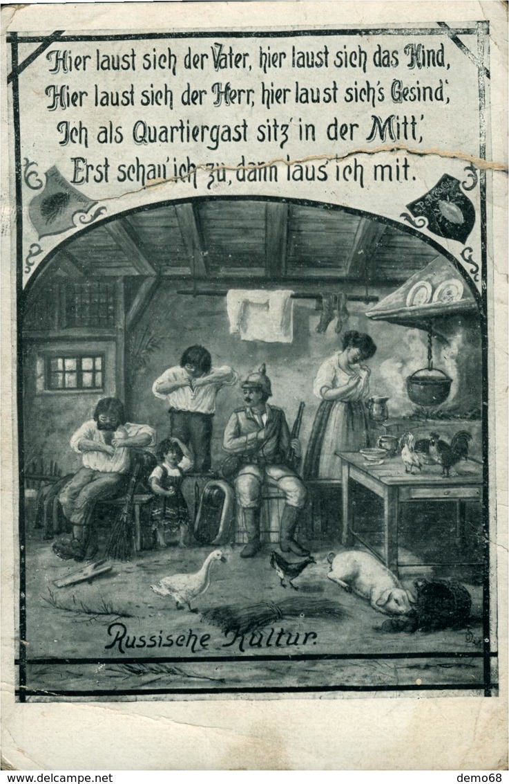 Allemagne Deutschland Fantaisie RUSSISCHE KULTUR  (carte Pliée Et Déchirée) Postée En 1916 - Europe