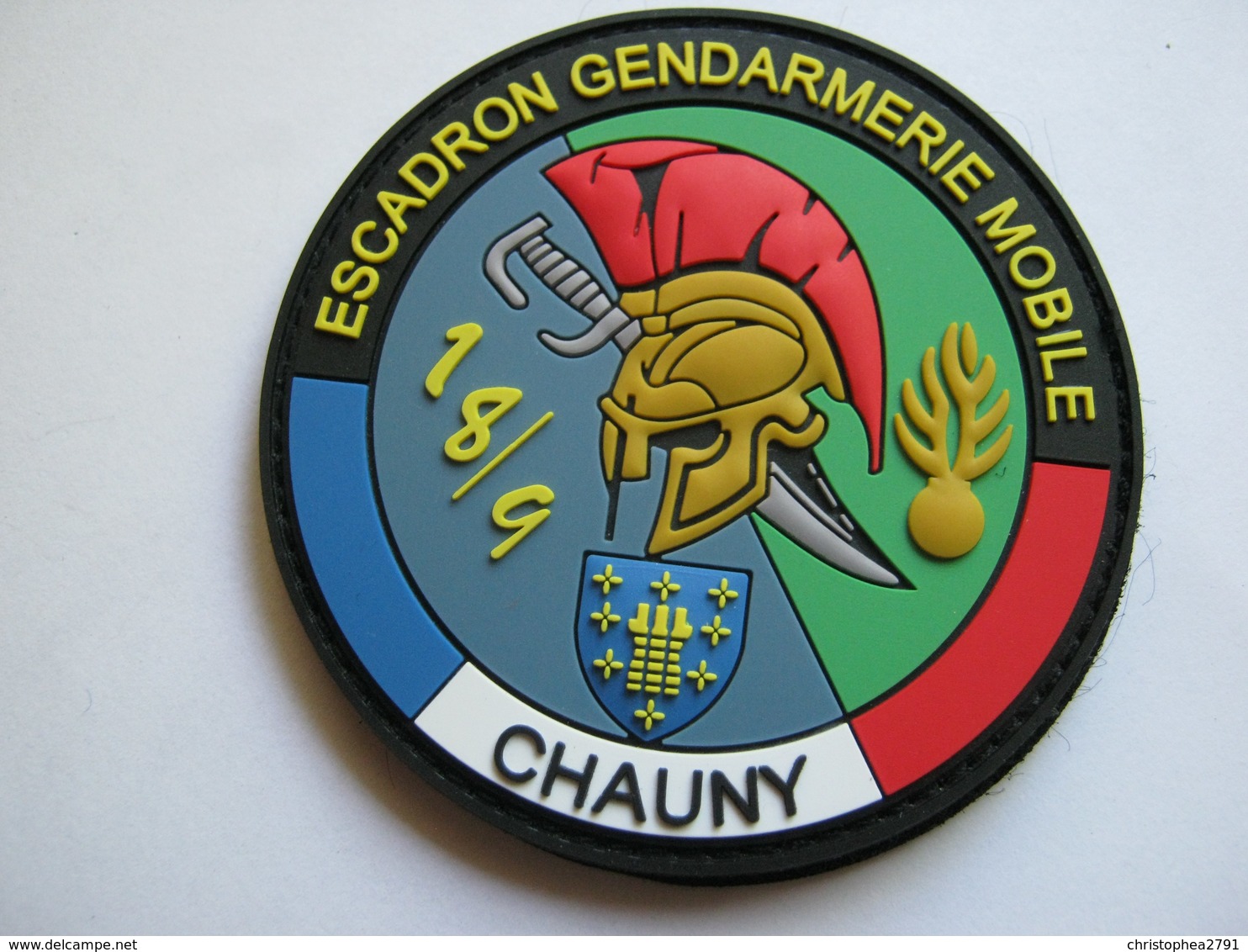 ECUSSON PATCH PVC GENDARMERIE NATIONALE MOBILE ESCADRON 18/9 DE CHAUNY 02 (VELCROS) ETAT EXCELLENT - Police & Gendarmerie