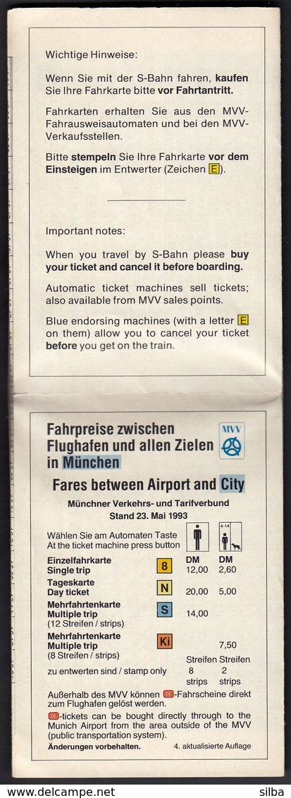 Germany Munchen, Munich 1993 / S Bahn, S8 / Flughafenbahn / Metro / Subway / Trains / Railway / Plan - Europe