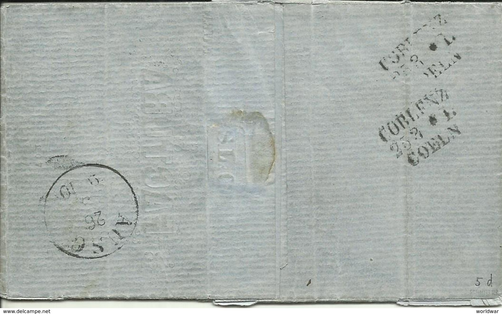 1860 9 Kr. (breitrandig) Auf Brief Von Nürnberg Nach Dortmund  Stempel Nürnberg, Zugstempel Coblenz-Coeln & Ausg. - Autres & Non Classés