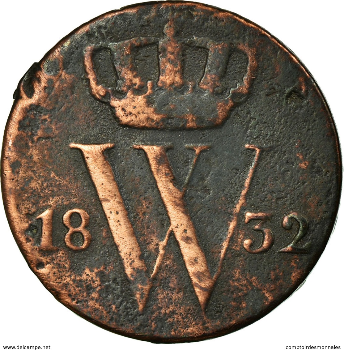 Monnaie, Pays-Bas, William I, 1/2 Cent, 1832, Bruxelles, TB+, Cuivre, KM:51 - 1815-1840 : Willem I