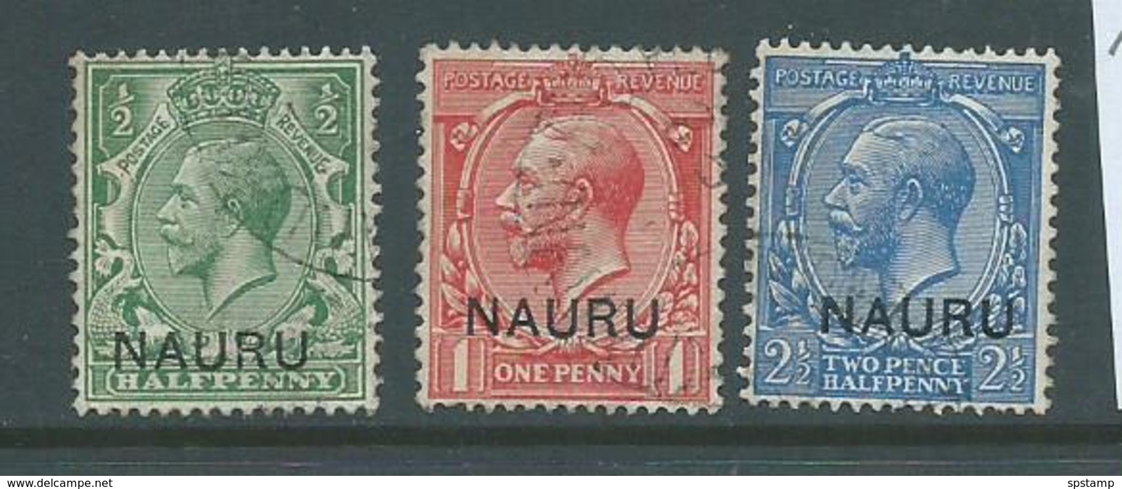 Nauru 1916 - 1923 KGV Overprints At Base 1/2d , 1d & 2&1/2d Values FU - Nauru
