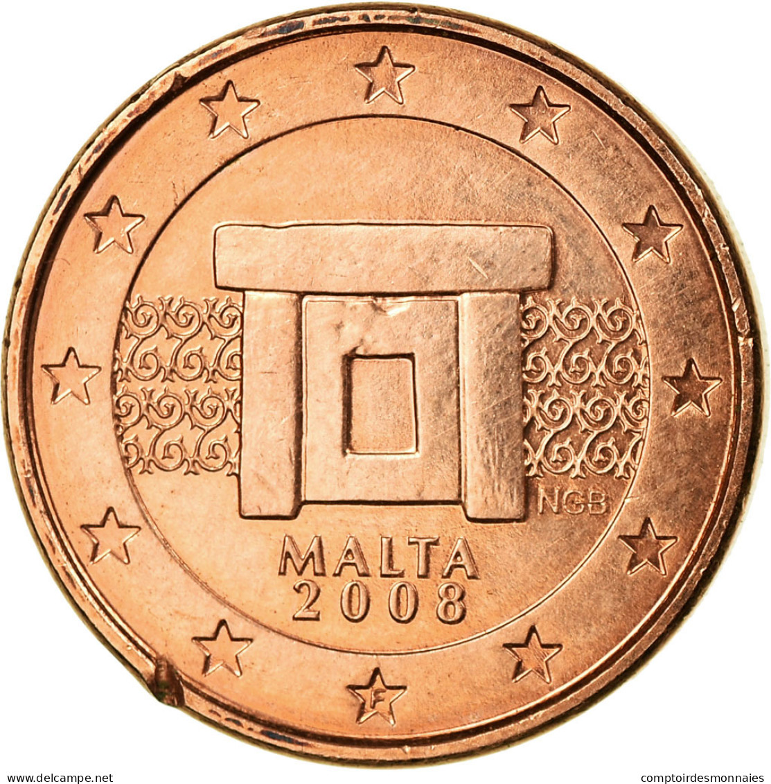Malte, Euro Cent, 2008, TTB, Copper Plated Steel, KM:125 - Malta