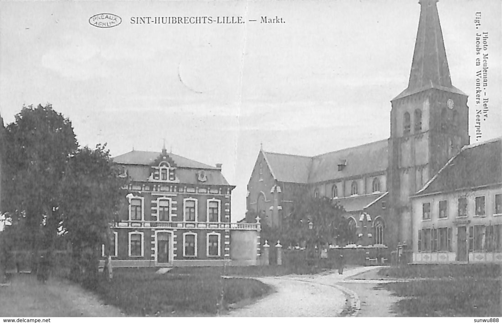 Sint-Huibrechts-Lille - Markt (Uitg. Jacobs En Wonckers, Zeldzaam 1923....verticale Vouw) - Neerpelt