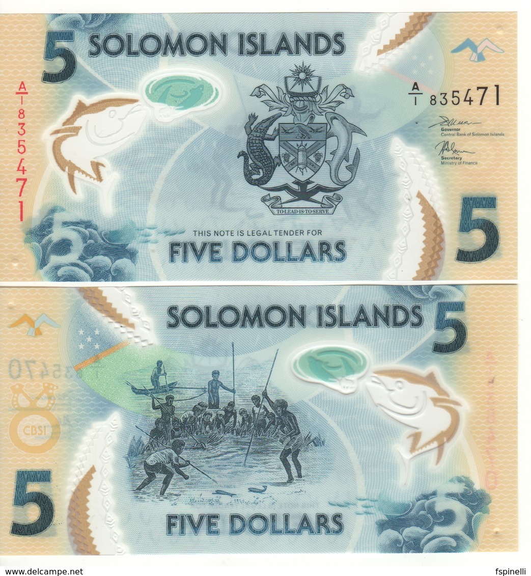 SOLOMON Islands  Just Issued New 5 Dollars  Pnew 2019  Polimer - Salomonseilanden