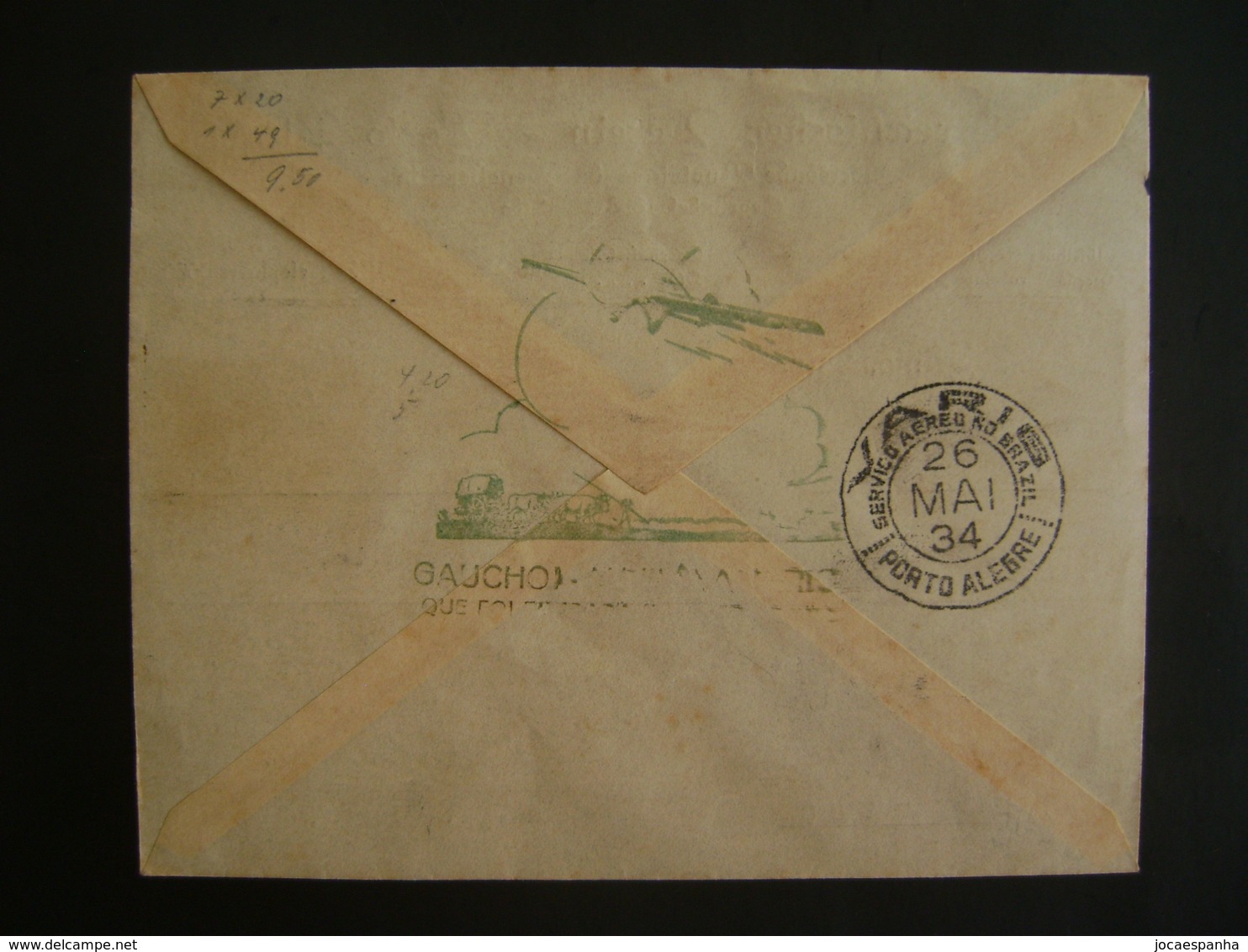 BRAZIL - VARIG ENVELOPE SENT FROM QUARAI FOR PORTO ALEGRE ON  25/MAI/34 IN THE STATE - Sonstige & Ohne Zuordnung