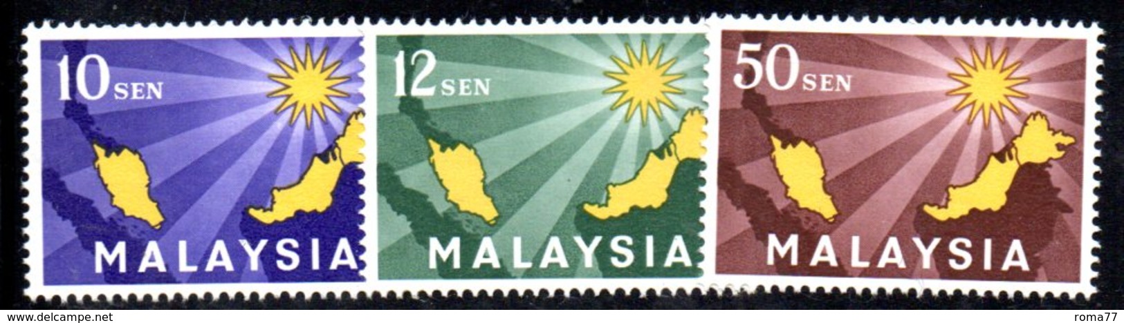 APR1230 - MALAYSIA MALESIA 1963 , Serie Yvert N. 1/3  ***  MNH - Malesia (1964-...)