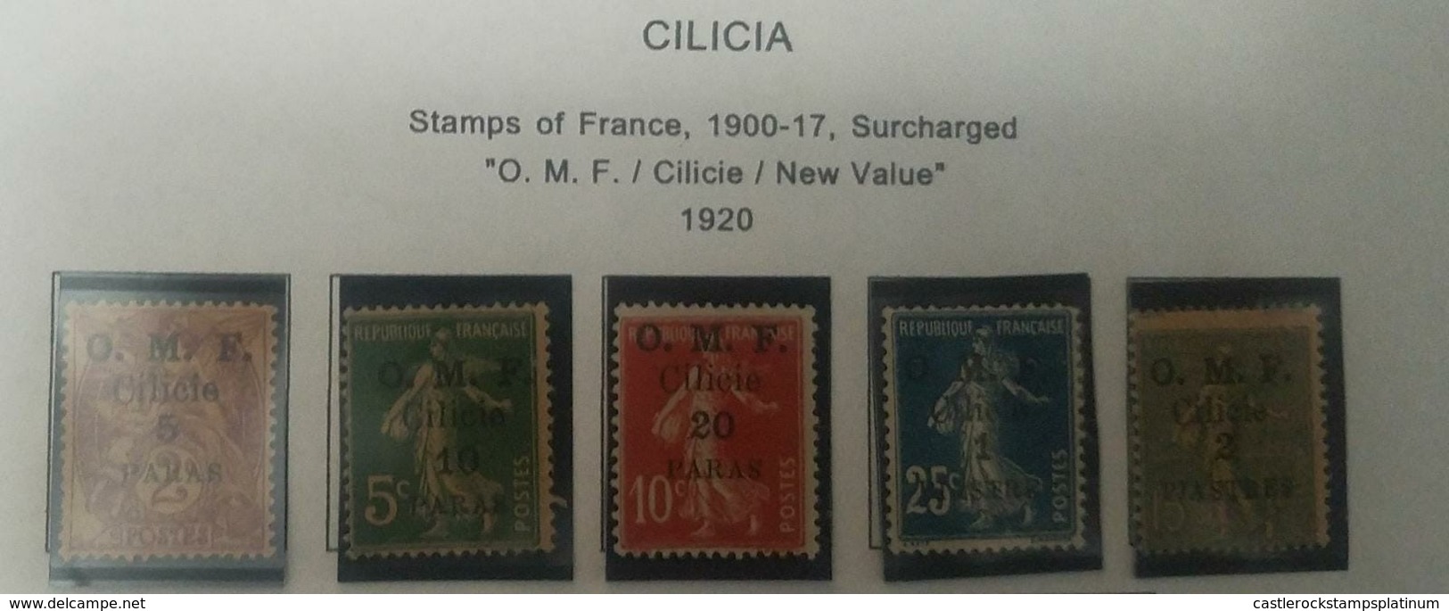 O) 1920 FRENCH OCCUPATION - CILICIA, SOWER, LIBERTY - EQUALITY - FRATERNITY, OVERPRINTED  SURCHARGE OCCUPATION MILITAIRE - Nuevos