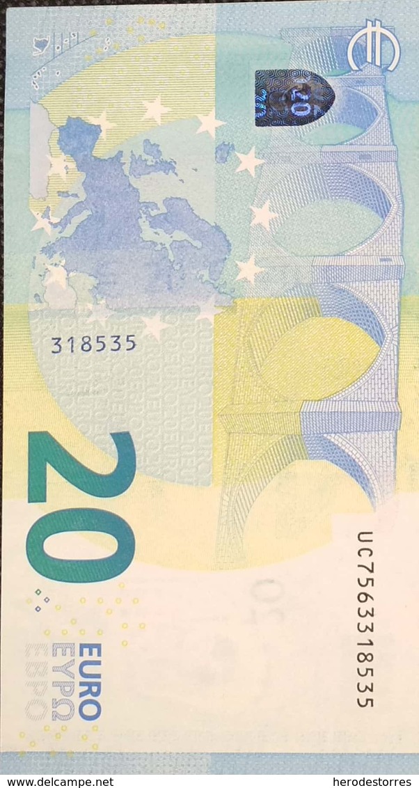 20 Euros De La Tercera Firma Draghi, Plancha U022A4, Letra UC,sc/plancha/UNCIRCULATED - 20 Euro