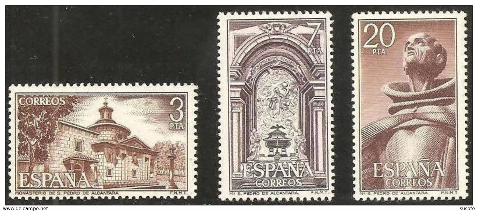 España 1976 Edifil 2375/7 Sellos ** Monasterio San Pedro De Alcantara Vista General, Interior Y San Pedro Michel 2268/70 - Nuevos
