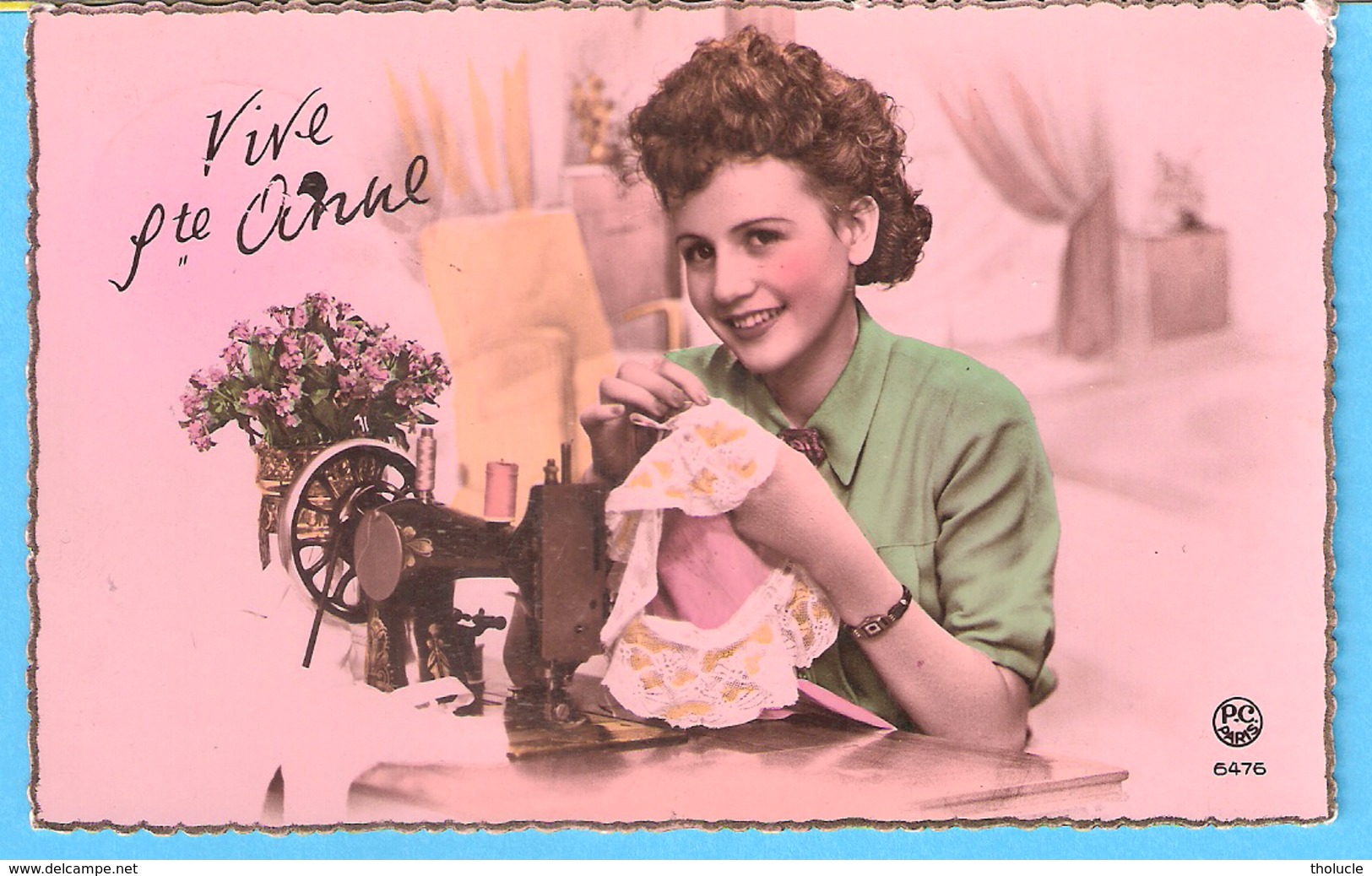 Vive Ste Anne (Fête-Voeux)-écrite En 1951-Jolie Jeune Fille-Couturière-Machine à Coudre- - Autres & Non Classés