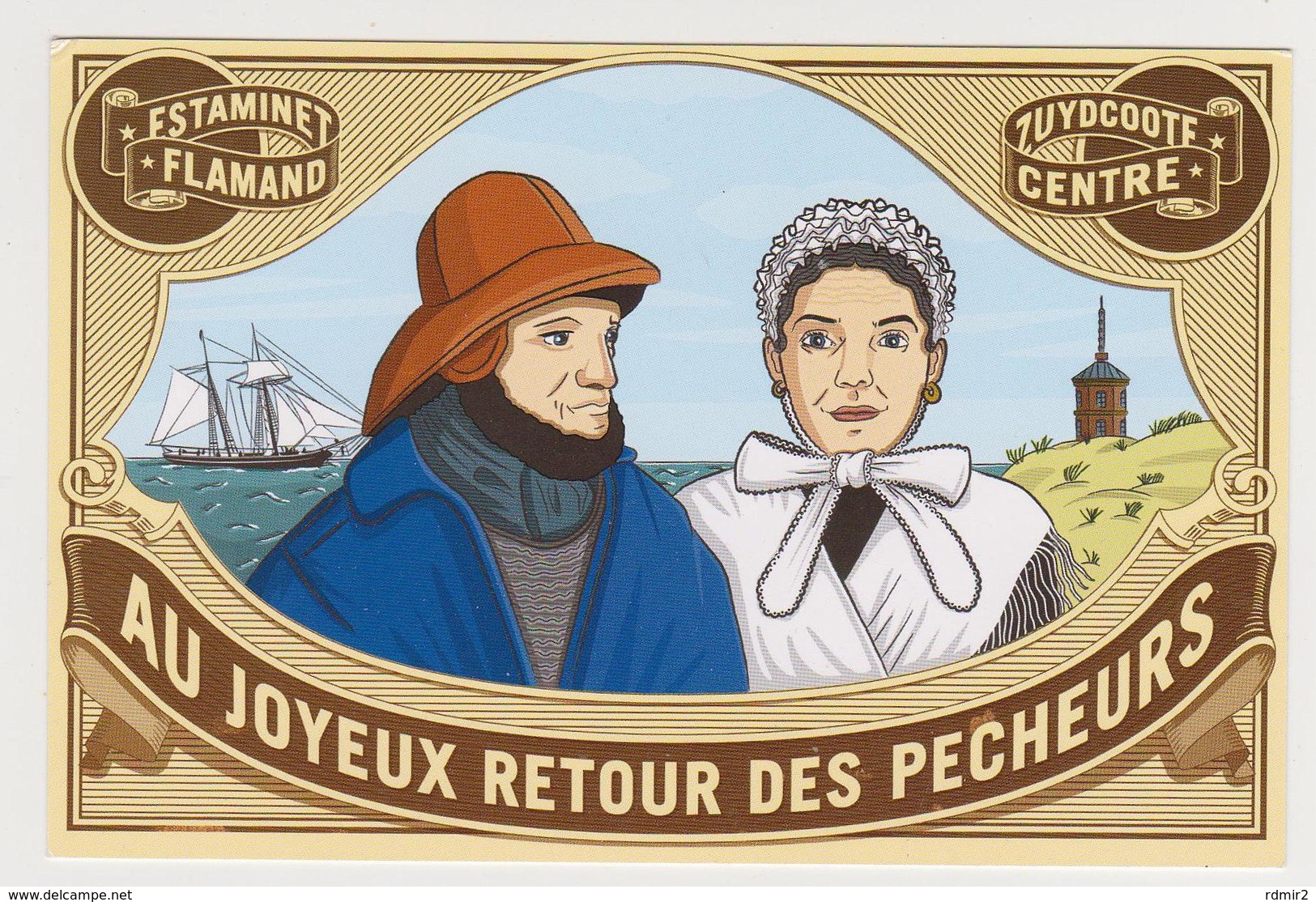 1680/ Estaminet Flamand "Au Joyeux Retour Des Pêcheurs", Zuydcoote. Vlaanderen. Carton Publicitaire. / Advertising Card. - Otros & Sin Clasificación