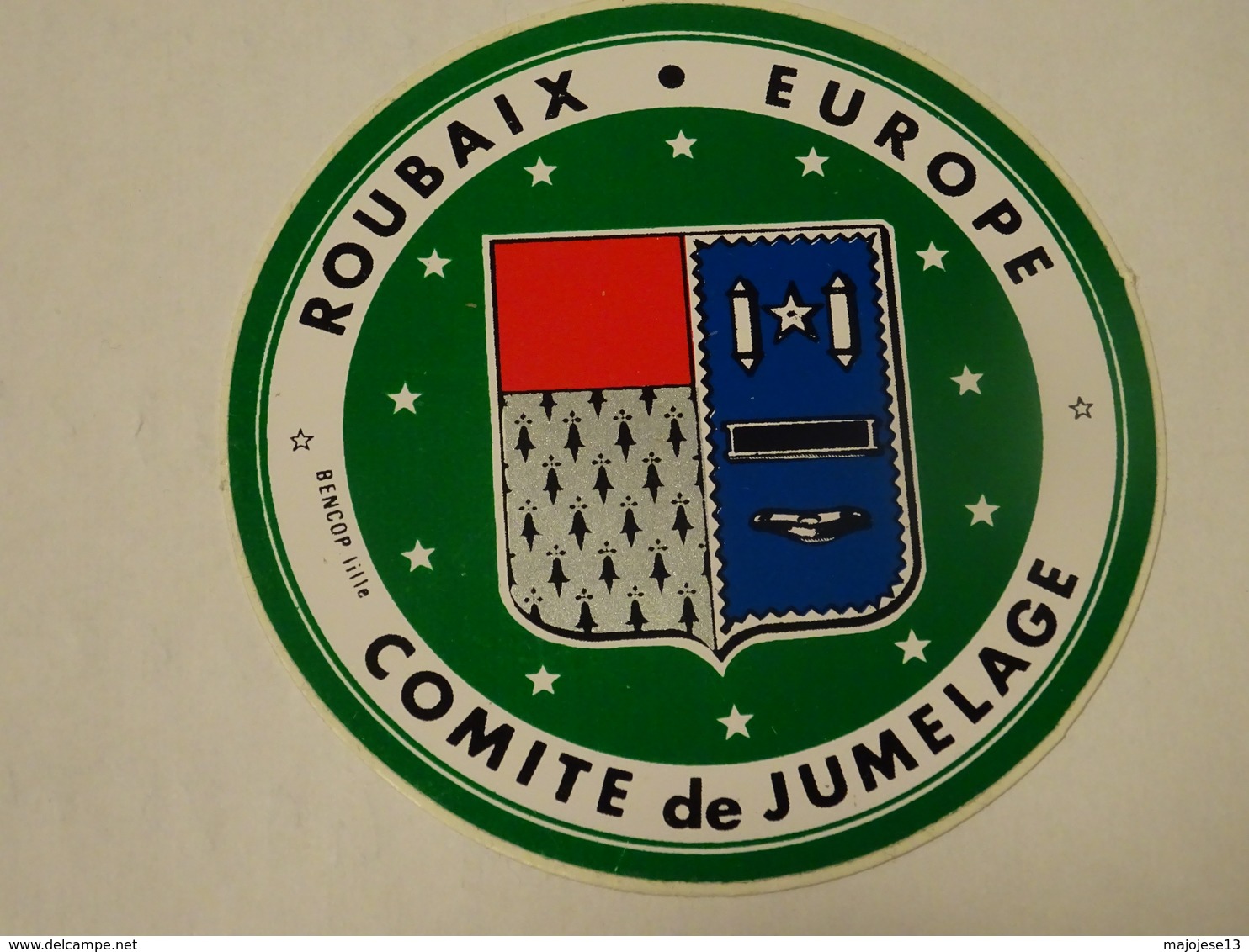 Blason écusson Adhésif Autocollant  Roubaix Comité Jumelage Adesivi Stemma Aufkleber Wappen - Obj. 'Souvenir De'