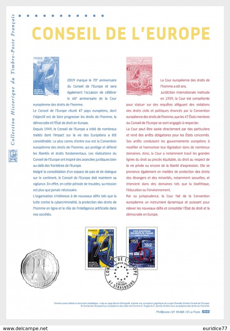 France 2019 - 70e Anniversaire Du Conseil De L'Europe (Document Philatélique) - Rotes Kreuz