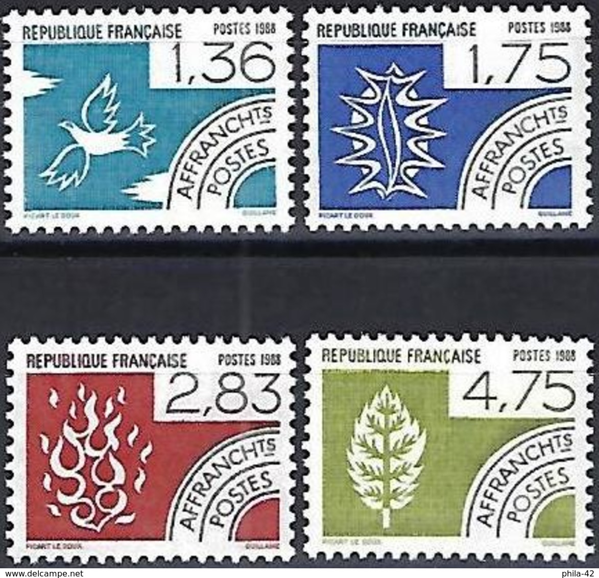 France 1988 - Mi 2650/53 - YT Po 198/201 ( The Four Elements ) MNH** - 1964-1988