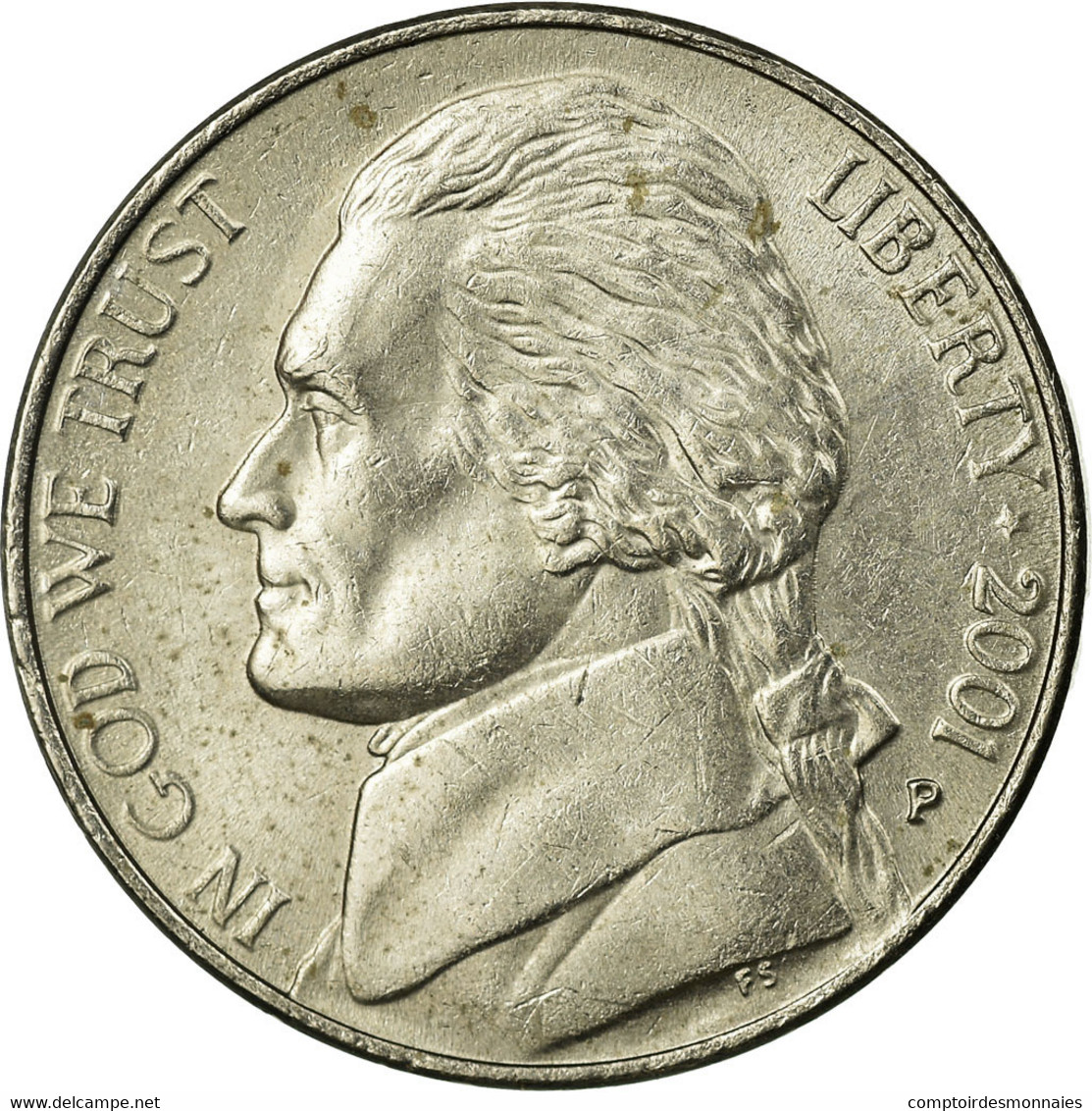 Monnaie, États-Unis, Jefferson Nickel, 5 Cents, 2001, U.S. Mint, Philadelphie - 1938-…: Jefferson