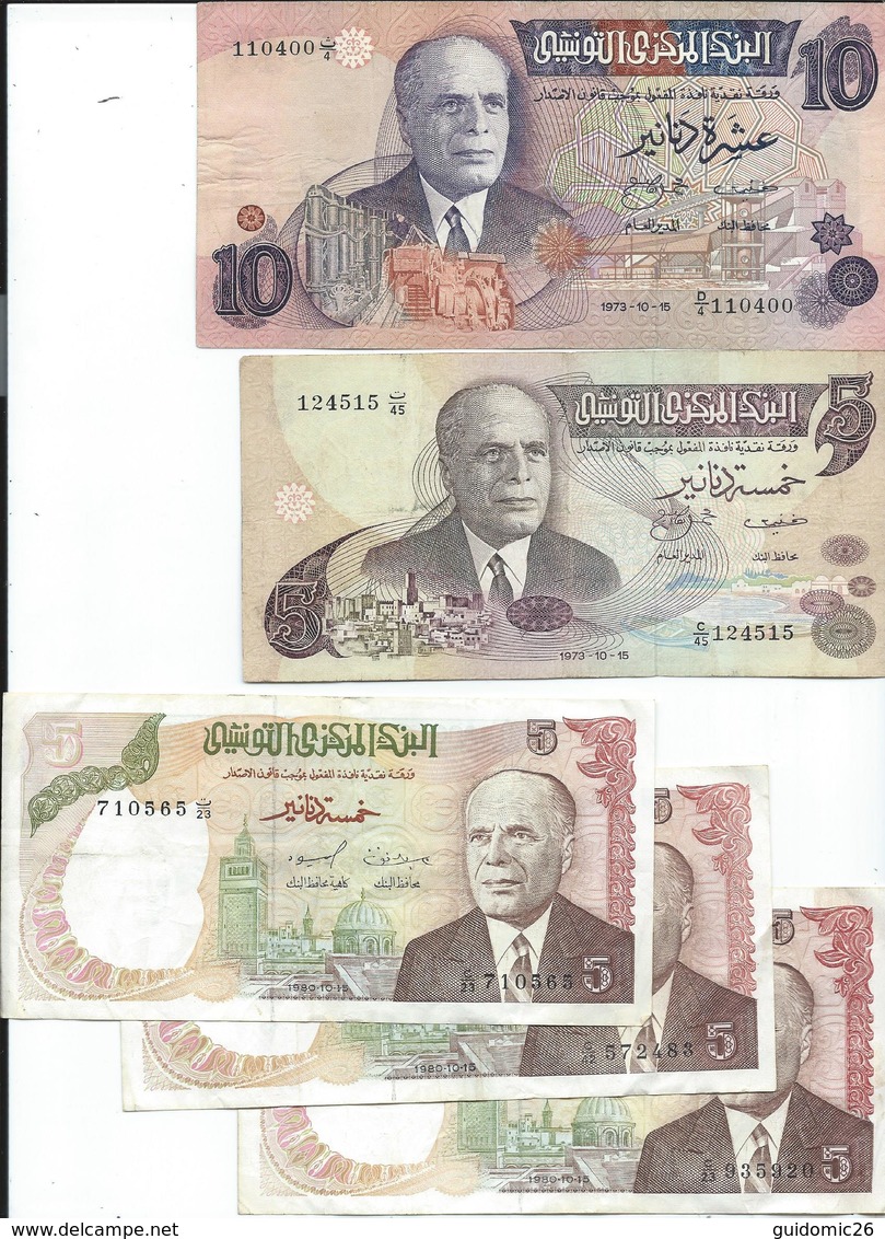 Tunisie Lot De 5 Billets Ayant Circulés - Tunisia