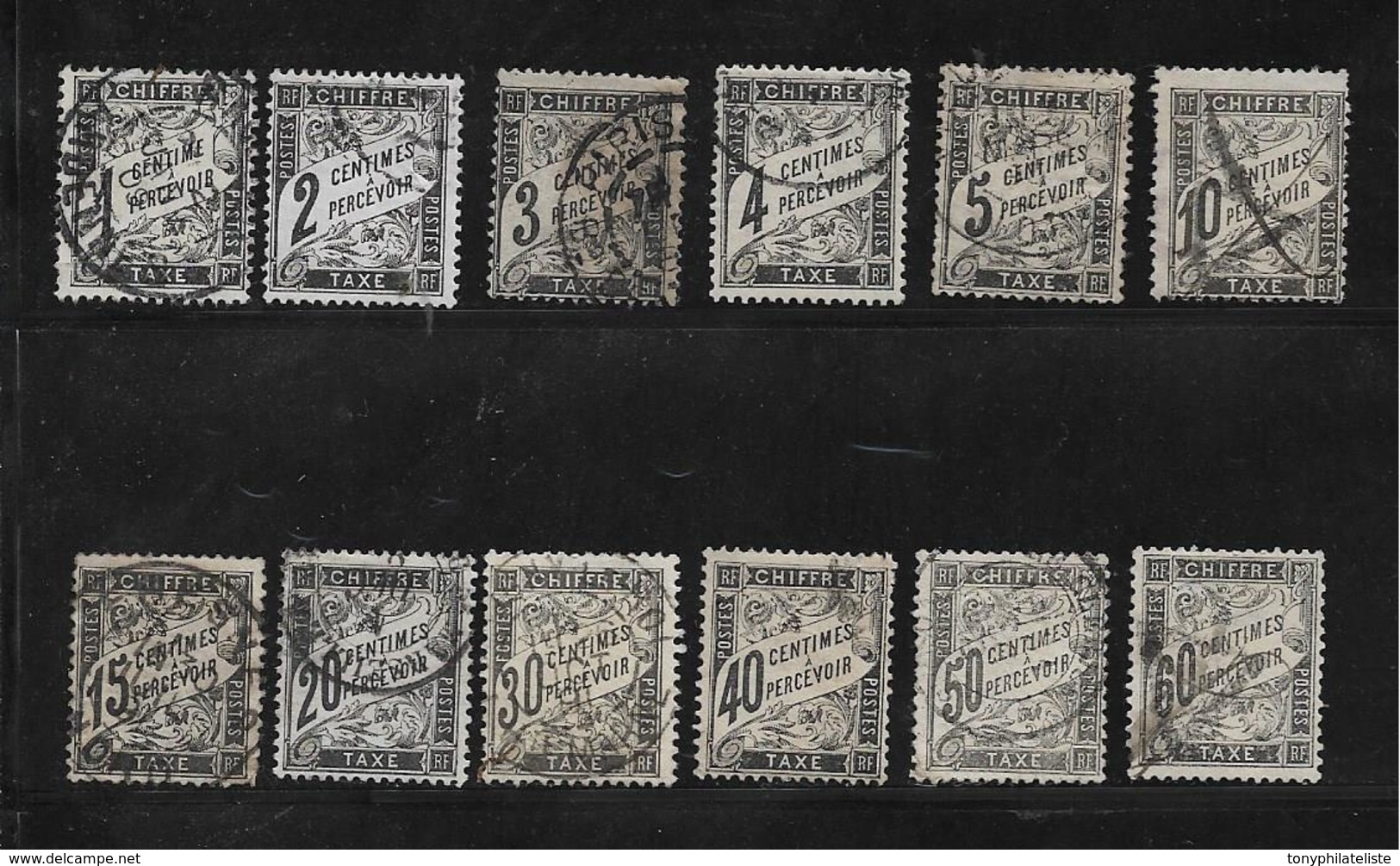 France Timbres Taxes De 1882 N°10 A 21 Oblitérés Cote 683€ - 1859-1959 Used