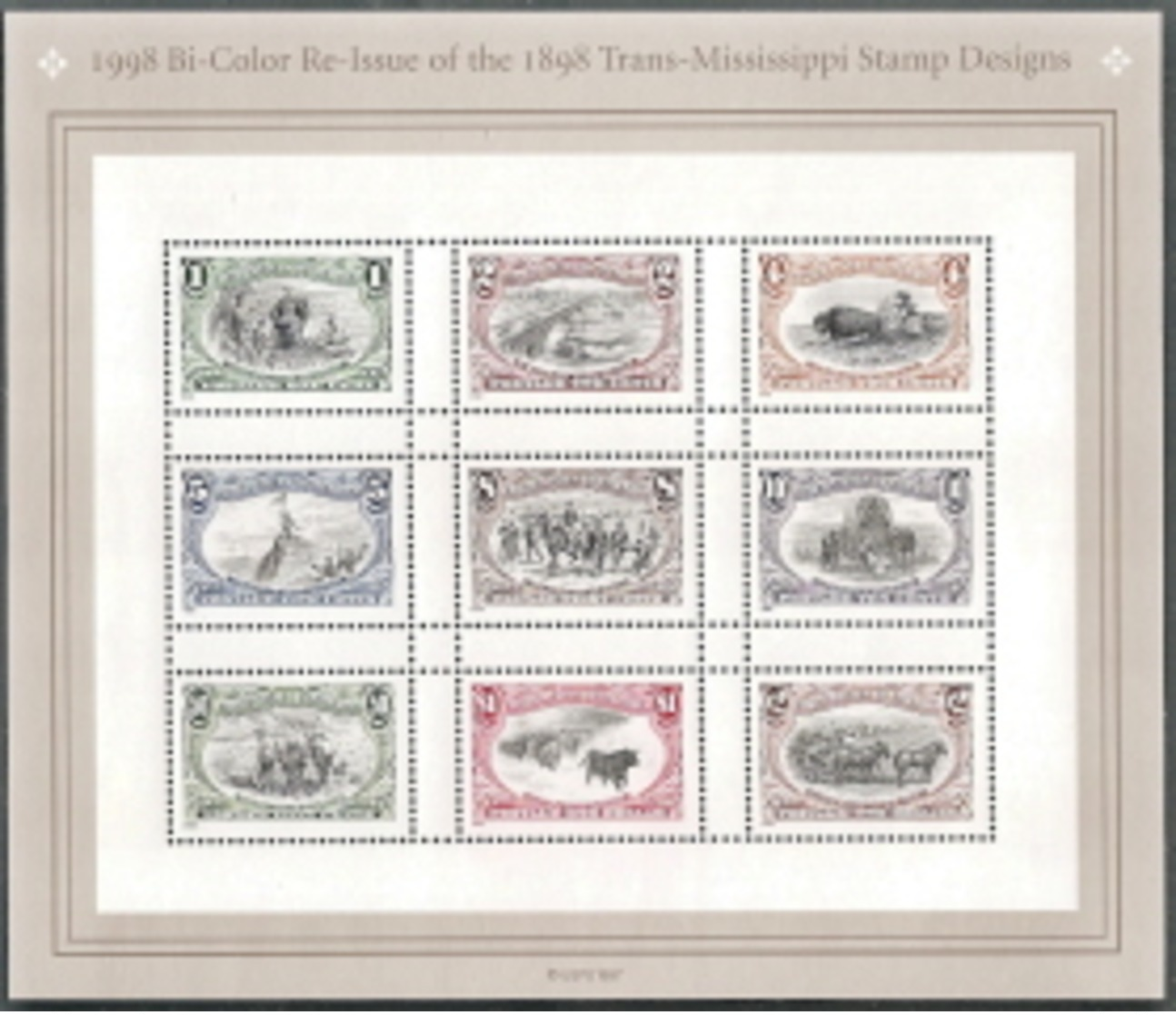 United States,  Scott 2019 # 3209,  Issued 1998,  Sheet Of 9,  MNH,  Cat $ 9.50,  Trans-Mississippi - Unused Stamps