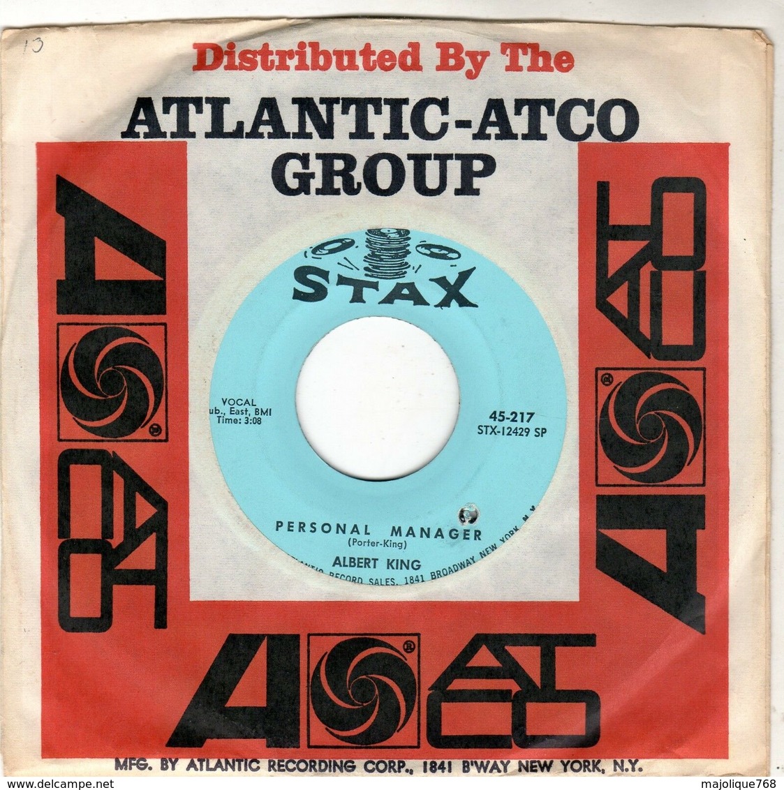 Disque De Albert King - Born Under A Bad Sign - Stax 45.217 - 1967 - - Blues