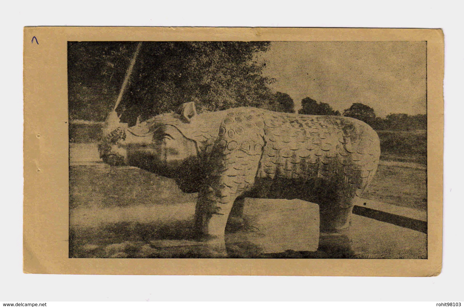 Postcard Of Rhinoceros Fountain At The Fountain In Vishwanath Mandir At Benares Hindu University, India, Lot # IND 668 - India