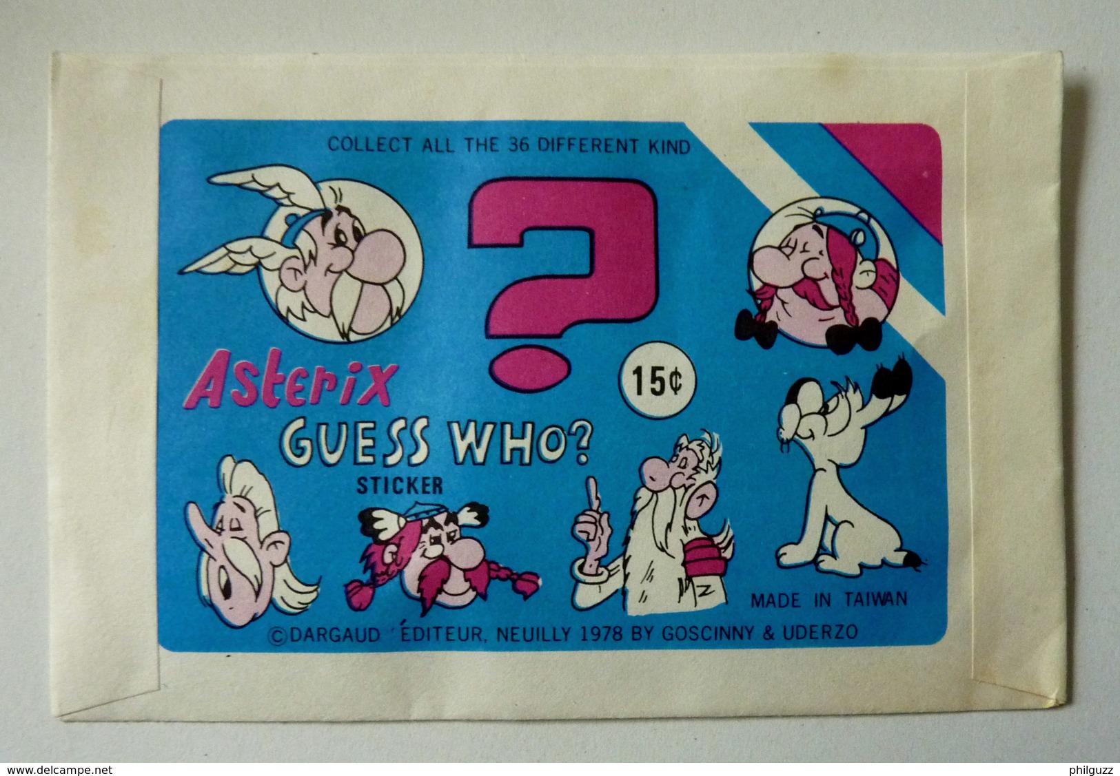 POCHETTE ASTERIX AVEC SILHOUETTE EN MOUSSE 1978 DEVINE QUI ? NON OUVERTE Sans La Couleur Jaune - Objets Publicitaires