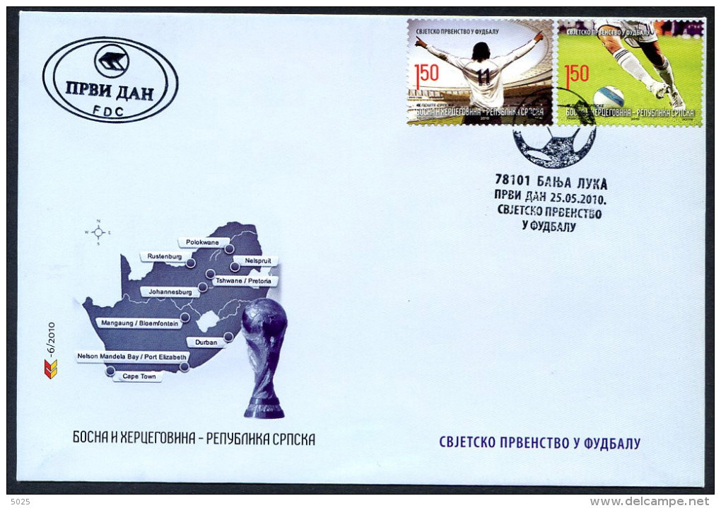 BOSNIA BOSNIE 2010 - Enveloppe FDC 1er Jour - Football World Cup Afrique Sud South Africa - 2010 – Afrique Du Sud