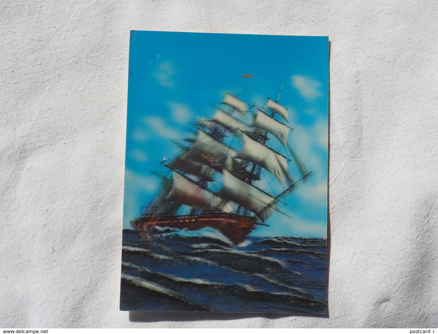 3d 3 D Lenticular Stereo Postcard Ship At Sea  Toppan Japan    A 190 - Cartoline Stereoscopiche